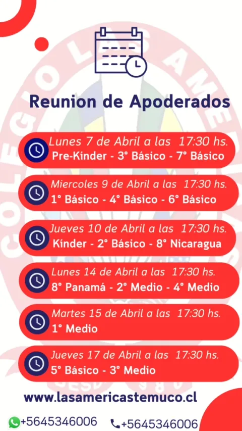 Fechas de Reuniones de Apoderados – Colegio Las Américas