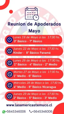 Fechas de Reuniones de Apoderados mes Mayo – Colegio Las Américas