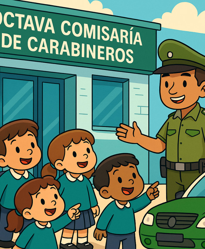 Niños visitando la Octava Comisaría de Carabineros de Temuco
